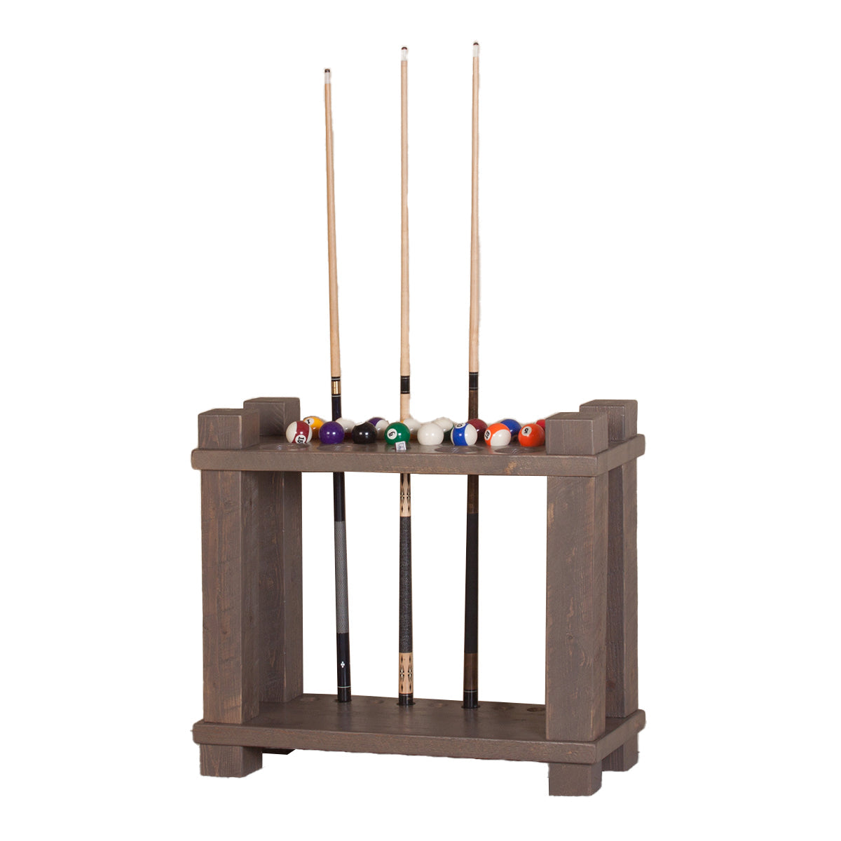 Barnwood Floor Cue Rack in Weathered Grey finish