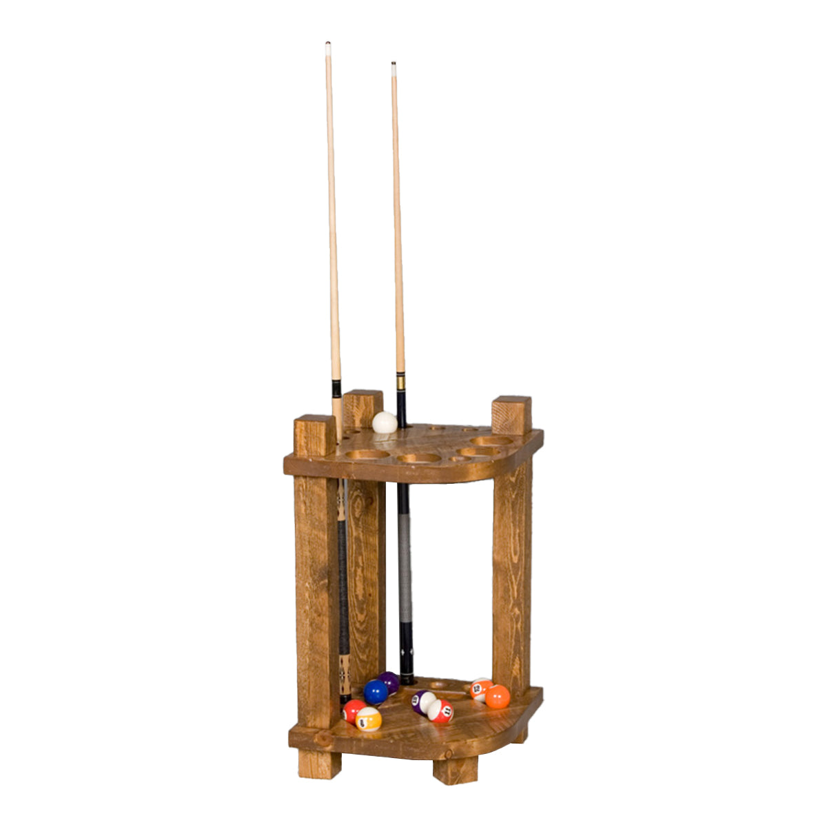 Barnwood Corner Cue Rack in Honey Pine finish