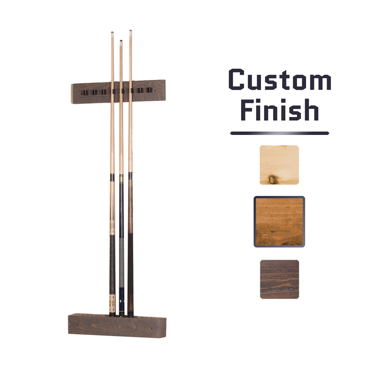 Barnwood 2 Piecen Wall Cue Rack in Weathered Grey finish