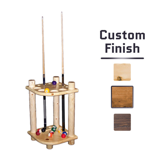 Log Corner Cue Rack in Clear finish