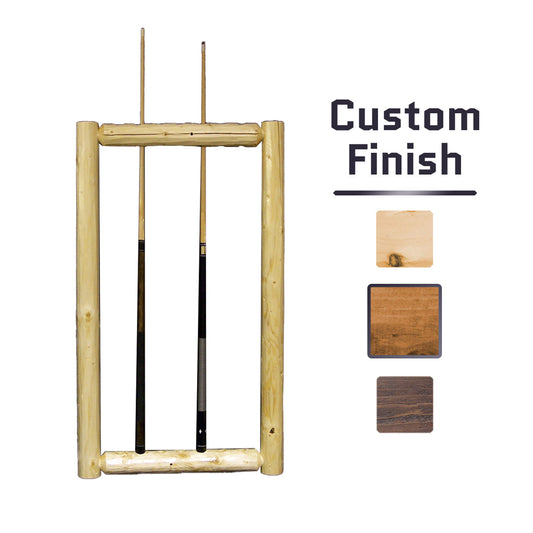 Log Wall Framed Cue Rack in Clear finish
