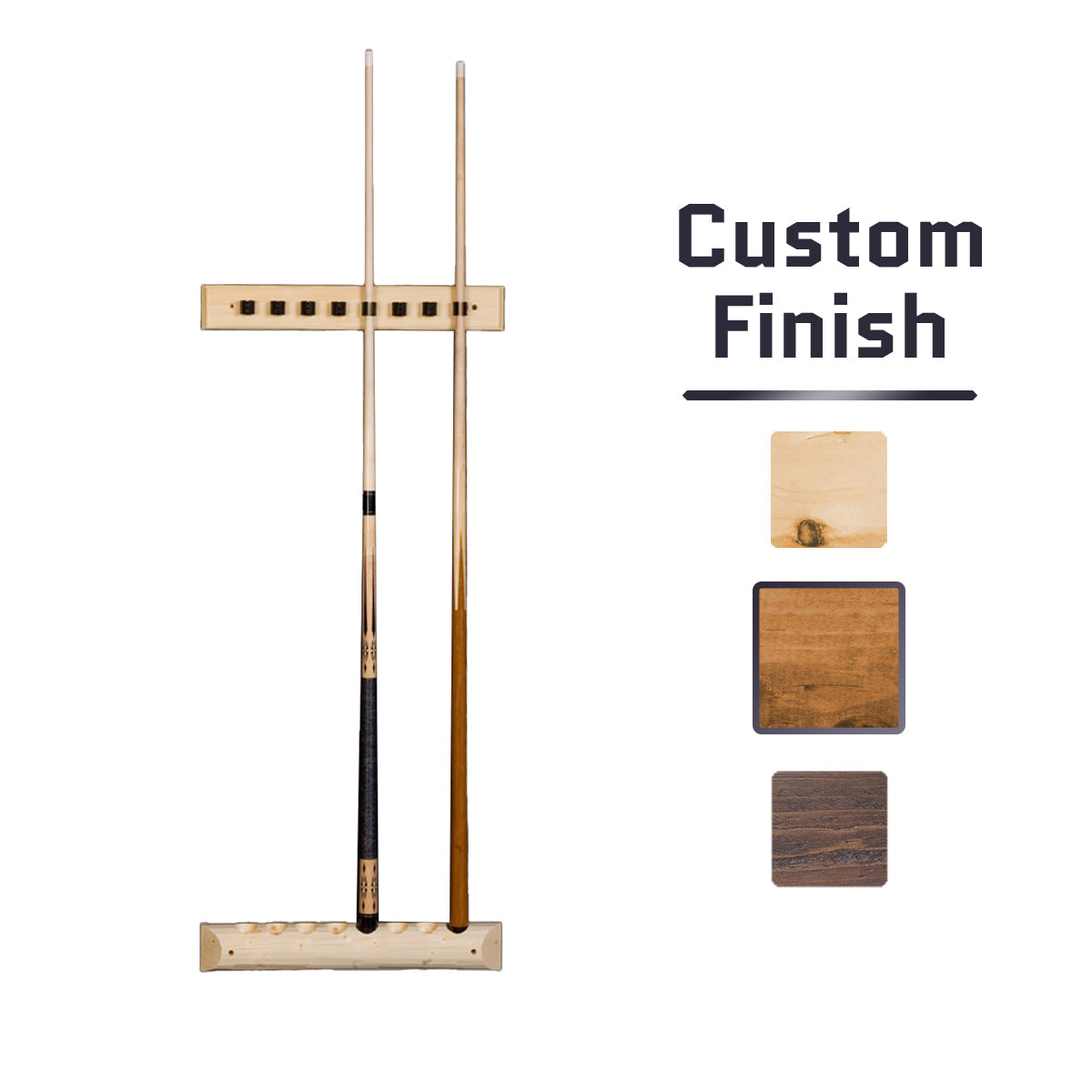 Log 2 Piece Wall Cue Rack in Clear finish