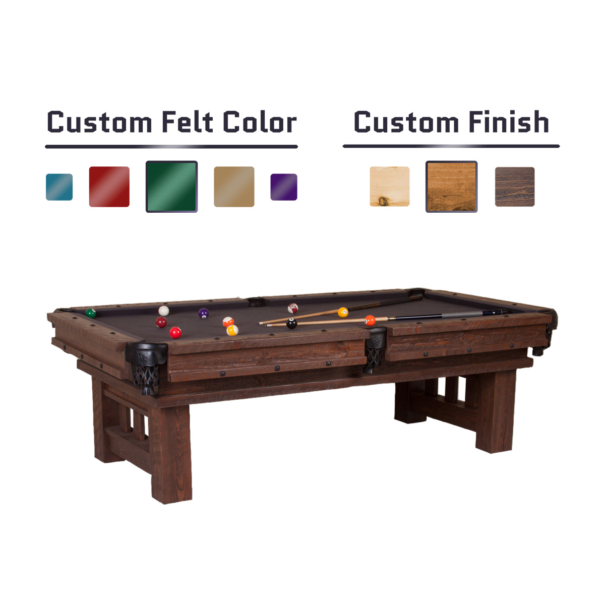 Barnwood Cheyenne Pool Table in Dark