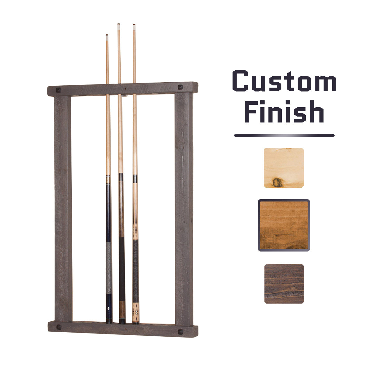 Barnwood Wall Framed Cue Rack in Weathered Grey finish