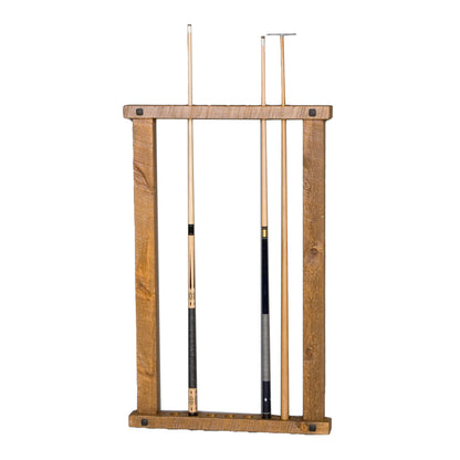 Barnwood Wall Framed Cue Rack in Honey Pine finish