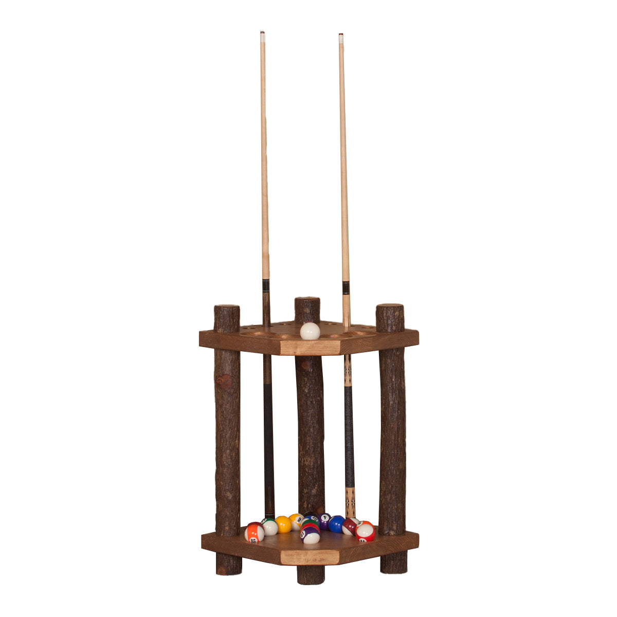 Sawtooth Hickory Corner Cue Rack