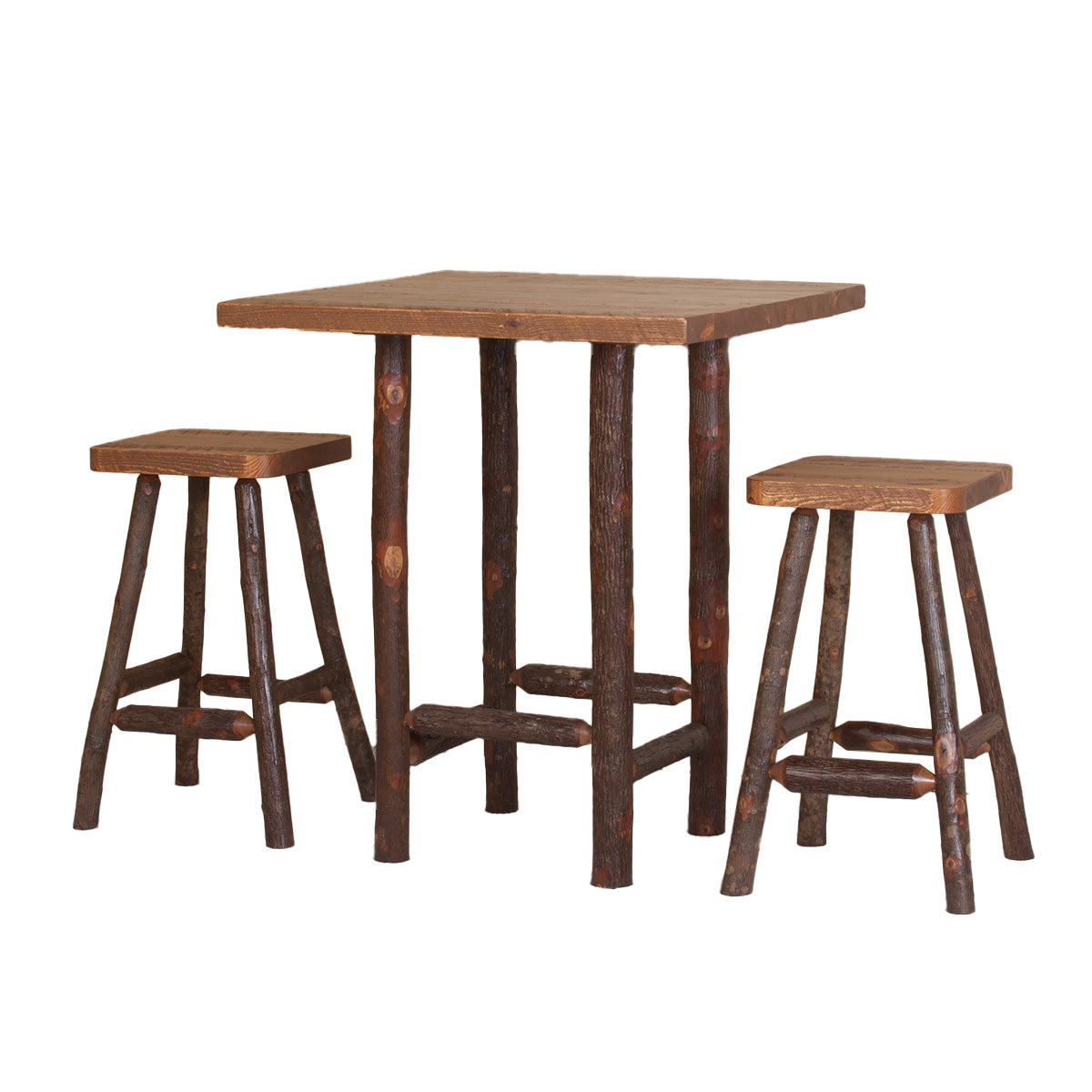 Sawtooth Hickory Bar Table Set (Pub Table and Chairs Stools