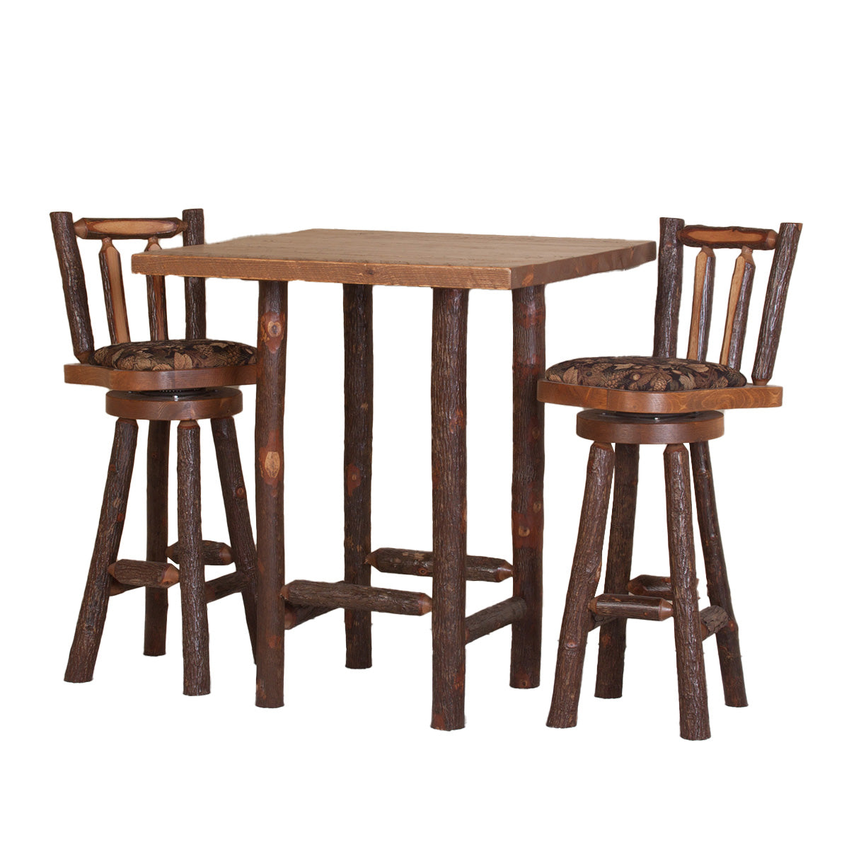 Sawtooth Hickory Bar Table with matching Upholstered Sawtooth Hickory Bar Stools