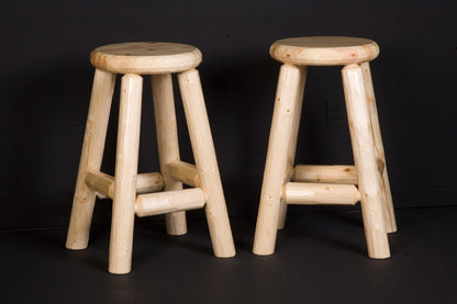 Pair of Log Pub Stools in Clear finish