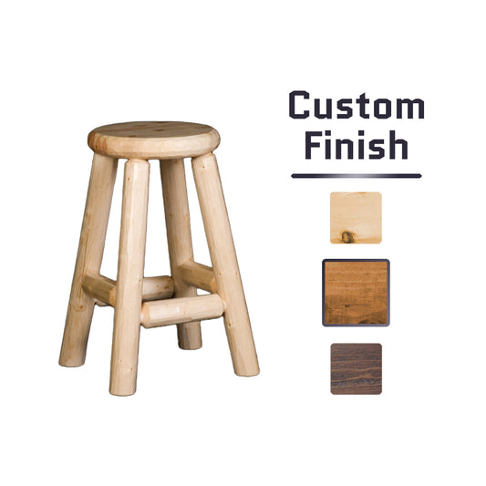 Log Pub Stool in Clear finish