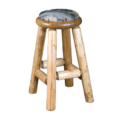 Log Upholstered Pub Stool in Clear finish