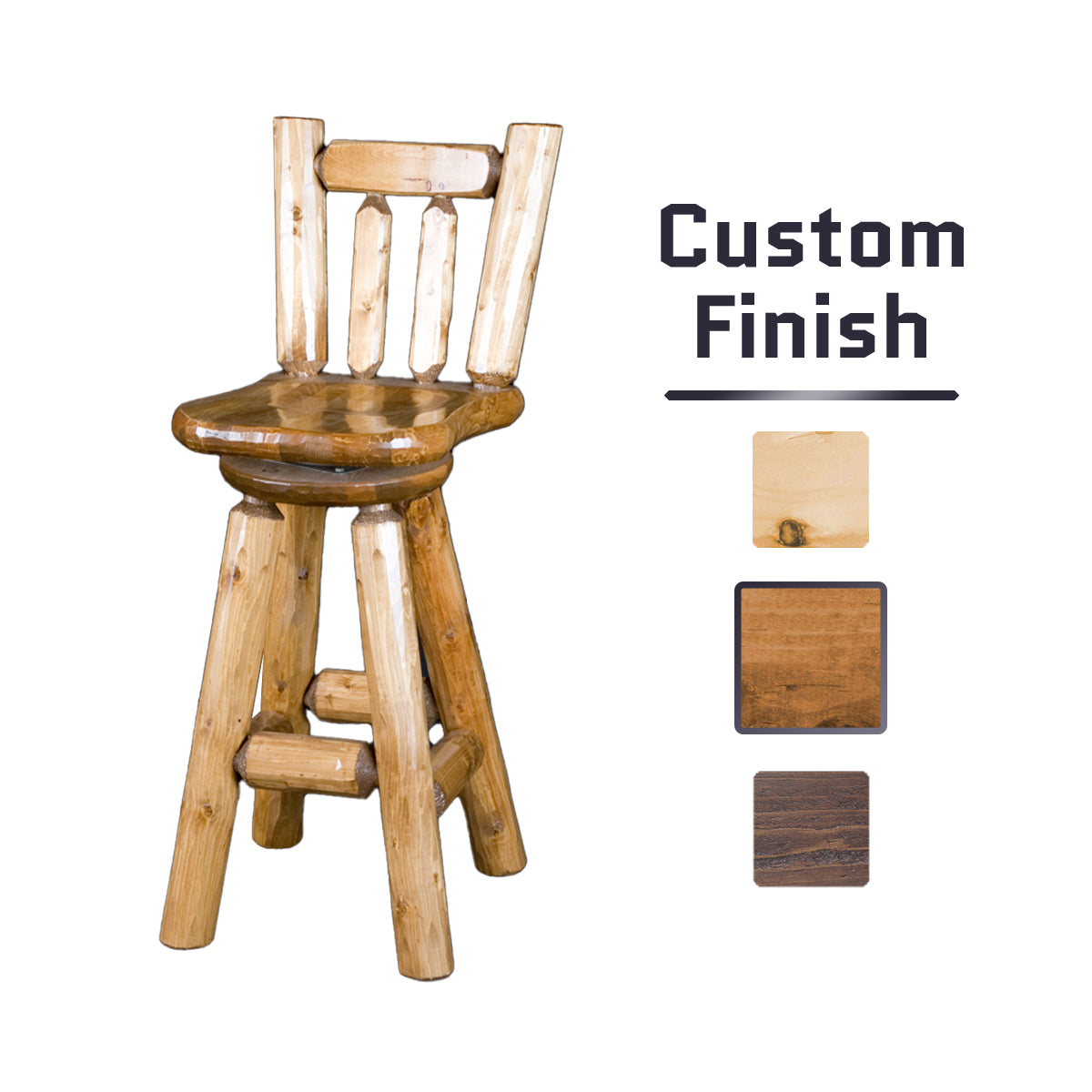 Log Bar Stool in Honey Pine Finish