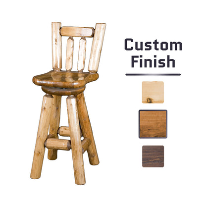 Log Bar Stool in Honey Pine Finish