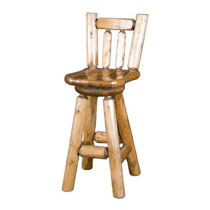 Log Bar Stool in Honey Pine Finish