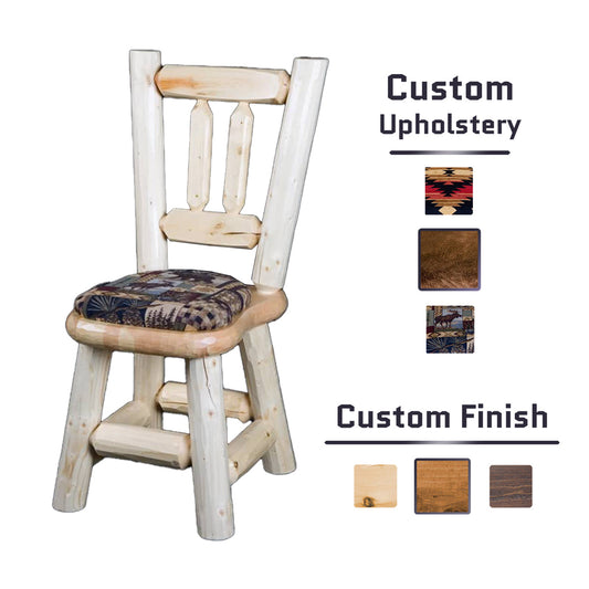 Upholstered Log Game Room/Dining Chair in Clear Finish