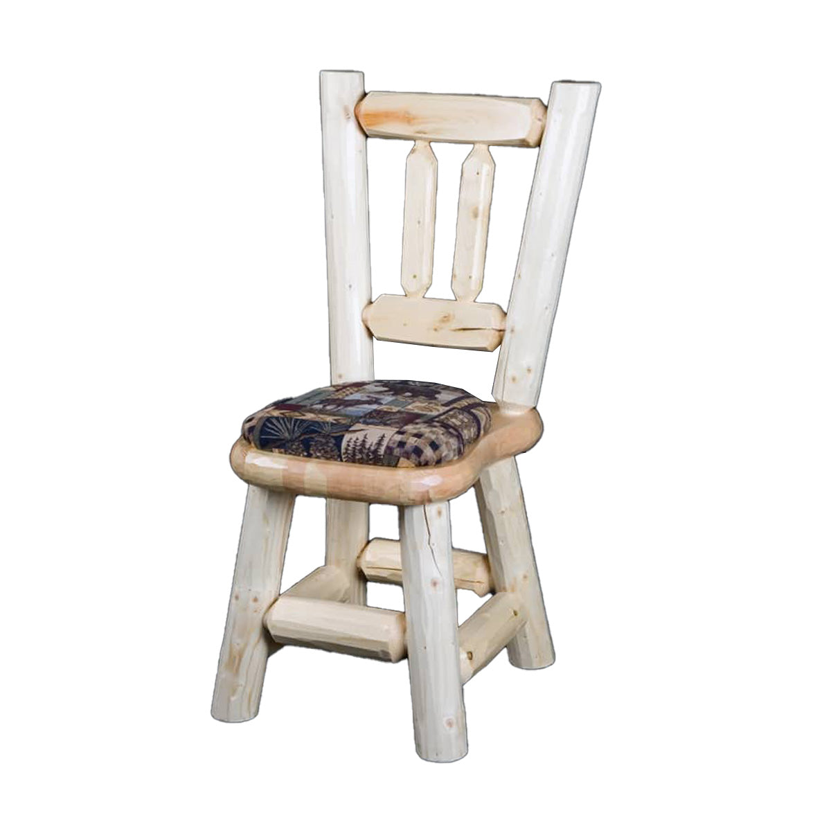 Upholstered Log Game Room/Dining Chair in Clear Finish