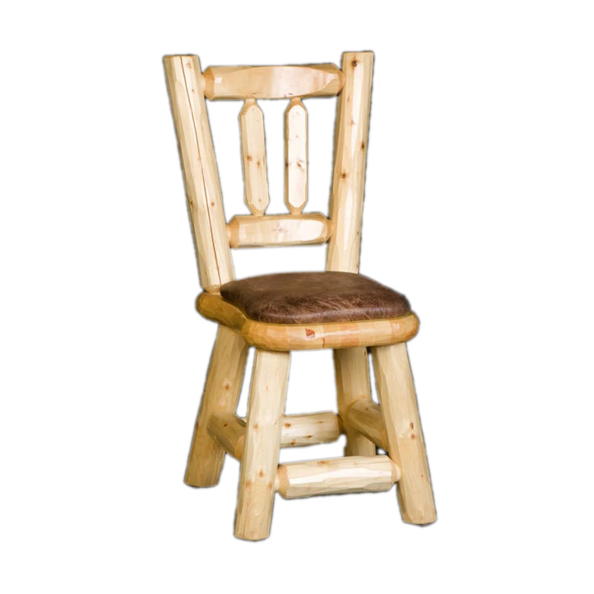 Upholstered Log Game Room/Dining Chair in Honey Pine Finish