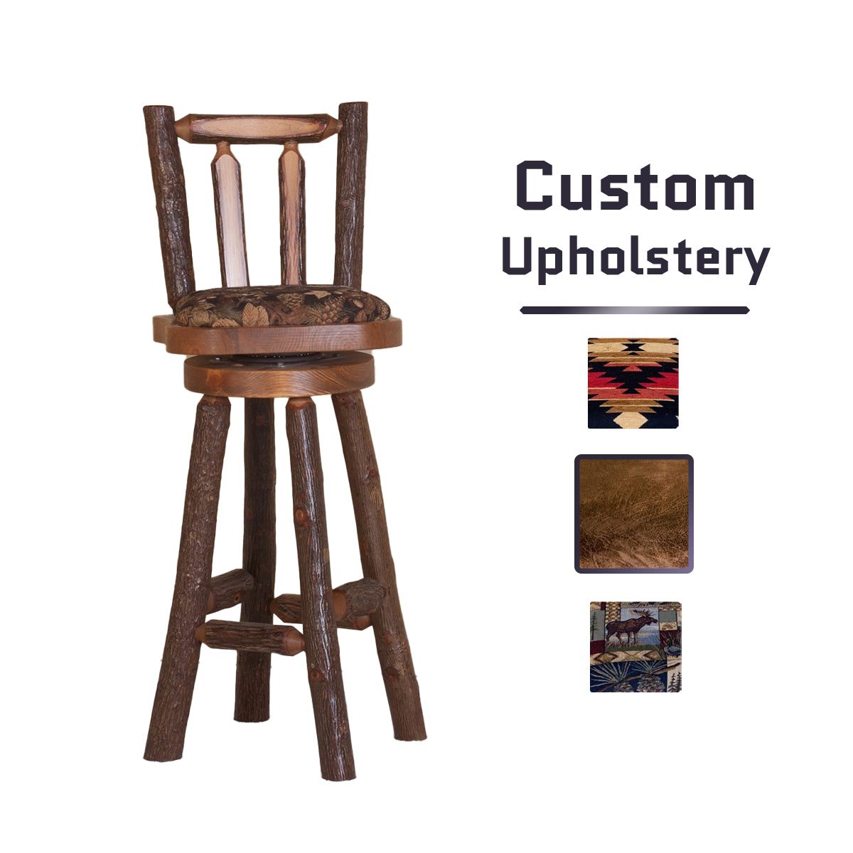 Sawtooth Hickory Upholstered Bar Stool
