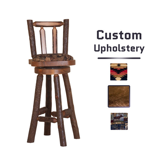 Sawtooth Hickory Upholstered Bar Stool