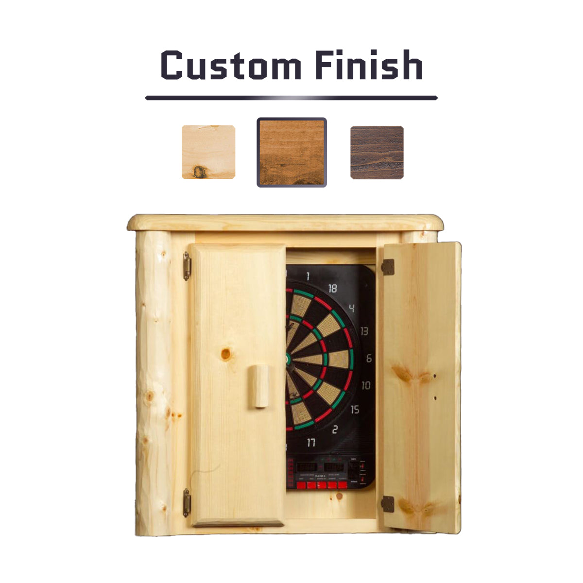 Log Dart Board Cabinet in Clear finish