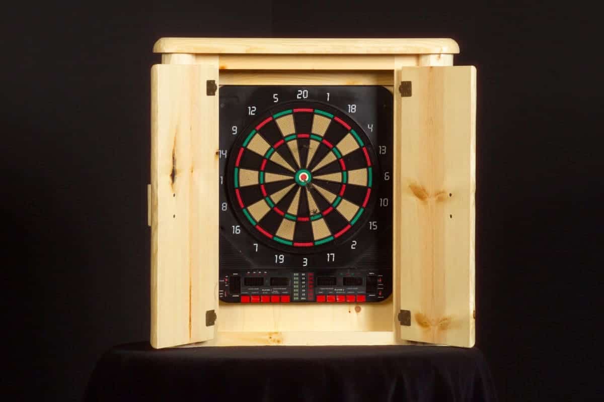 Log Dart Board Cabinet in Clear finish