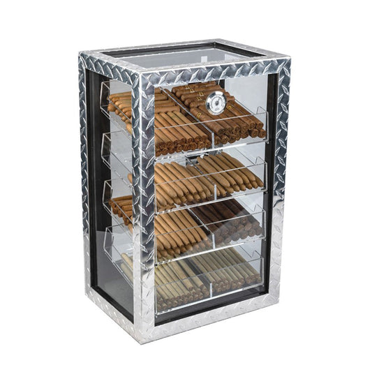 Diamond Checker Desktop Humidor Closed