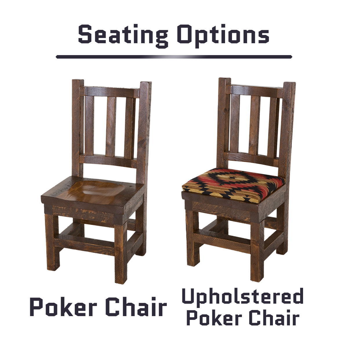 Martching seating options for the barnwood poker table