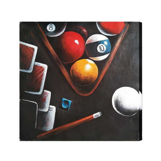 Oil Painting On Canvas - Balls In Rack/Cue