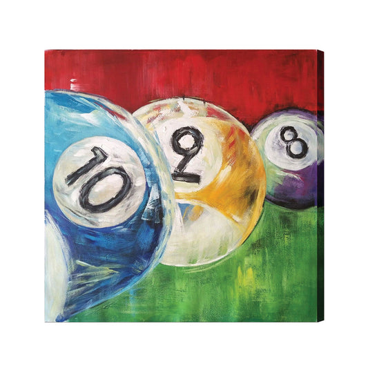 Oil Painting On Canvas - 2, 8, & 10 Balls In A Row