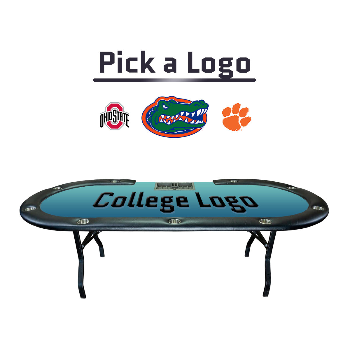 96″ College Logo Folding Poker Table