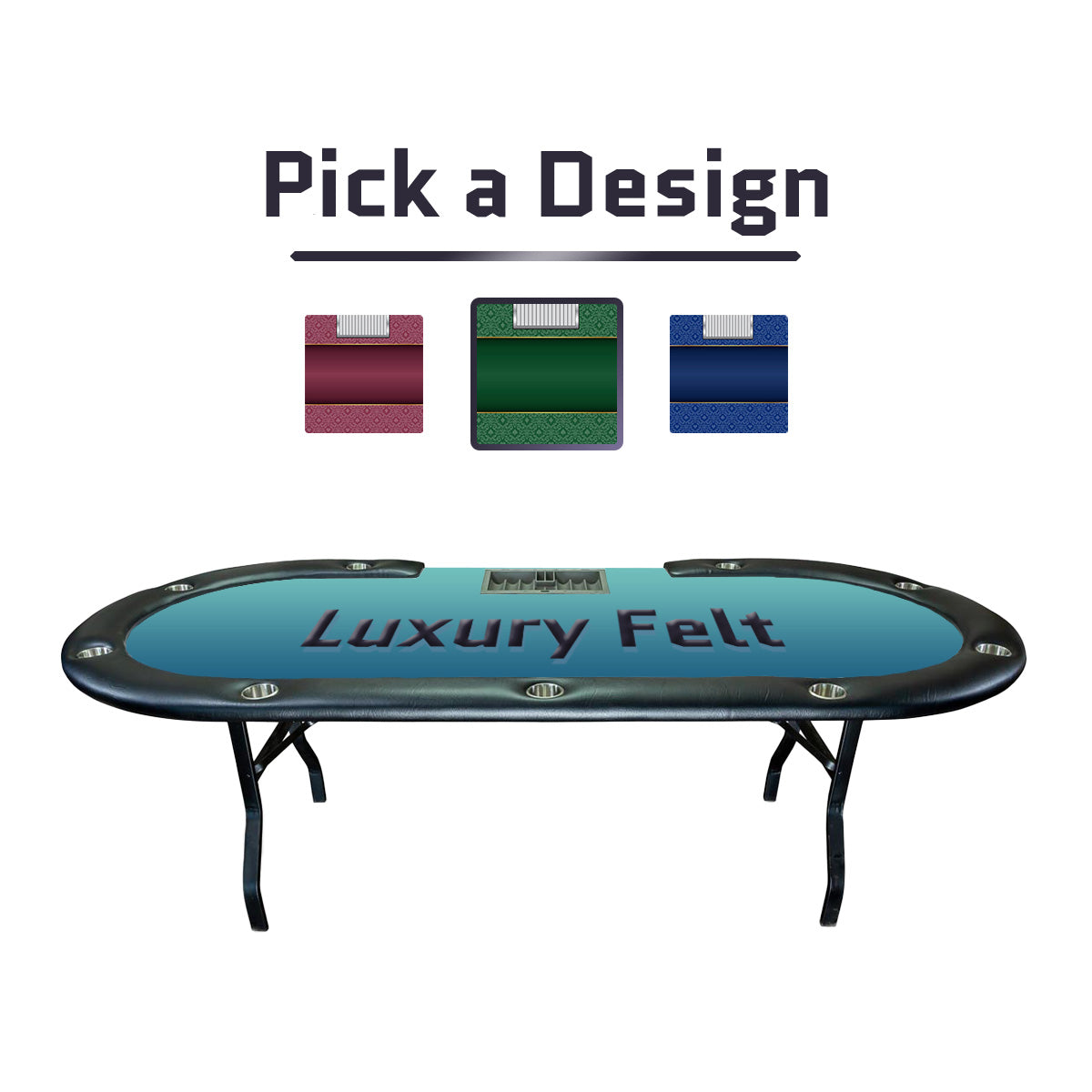 96″ Luxury Felt Folding Poker Table