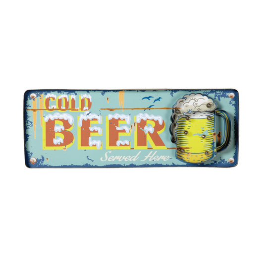 Metal Light Sign - Cold Beer (Blue)