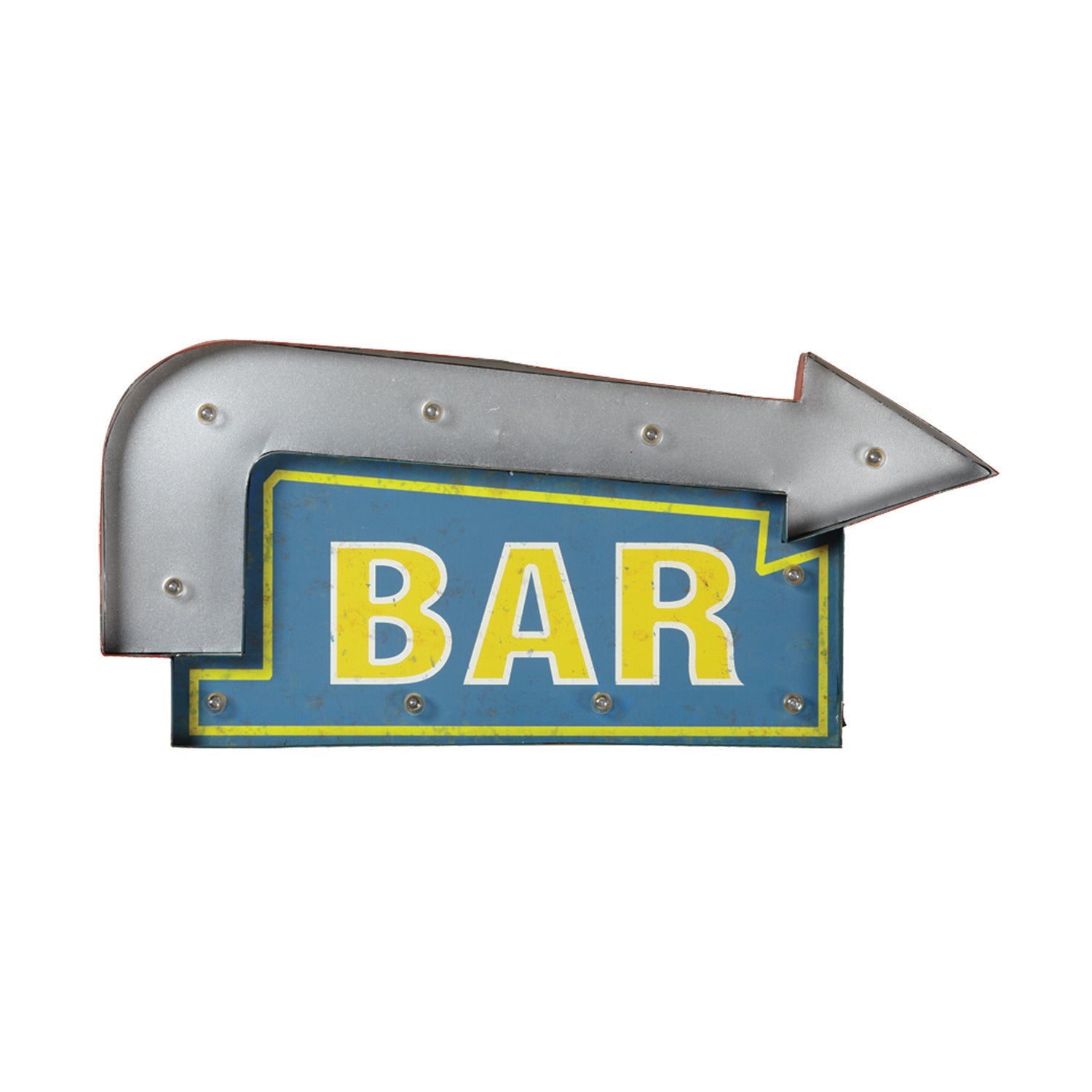 Metal Light Sign - Bar Arrow (Blue/Yellow)