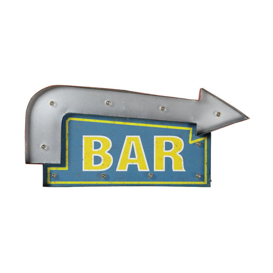 Metal Light Sign - Bar Arrow (Blue/Yellow)